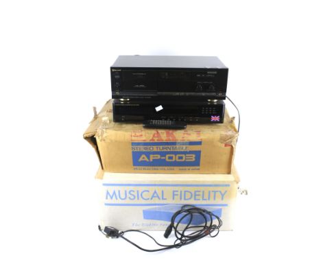 A Musical fidelity E60 cd player s/nCG09172 plus a Sherwood compact cassette player