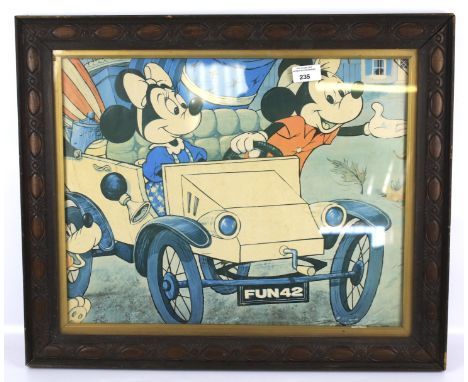 A Mickey Mouse print 'FUN42'. 49cm x 39cm, framed and glazed