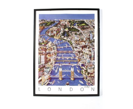 A signed vintage Christopher Rogers print of London. Circa 2002, View to the West, signed in black pen lower right, 59cm 79cm