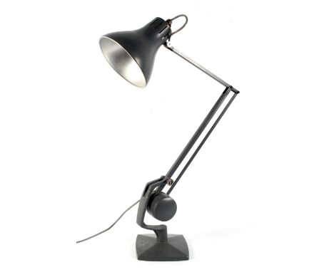 A circa 1960 Simplus grey metal angelpoise desk lamp. On square base, electrified, with label.