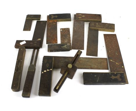 An assortment of vintage tools. Including block cutters, a spirit level, etc