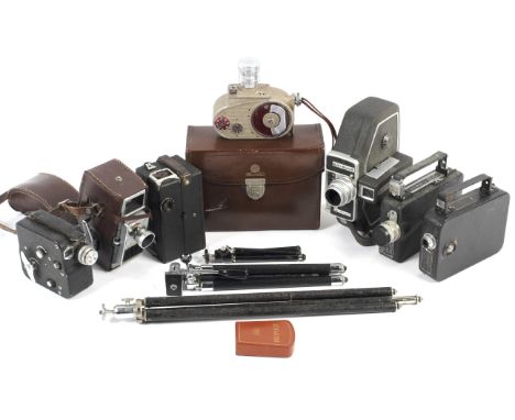 Six cine cameras and accessories. To include a Bell &amp; Howell model 605 with a Taylor Taylor &amp; Hobson 0.5 inch 1:1.7 l