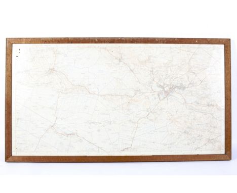 A vintage ordnance survey map ' Somerset County Mendip Hills '. Framed and glazed, 83 x 43cm.