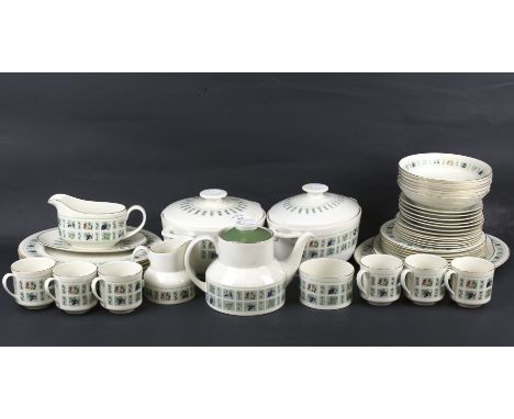 A Royal Doulton part tea and dinner service ' Tapestry '. Including six 27cm dinner plates, teapot, six cups and saucers, sid