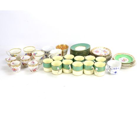 A set of eleven Hammersley teacups and saucers. Together with Copeland teacups and saucers, two Royal Copenhagen cups, etc