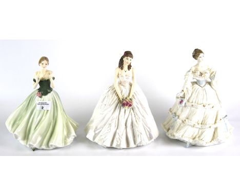 Three limited edition ceramic lady figurines. Royal Worcester 'Anniversary 1998 'A day to remember' CW395; 'Keepsake' CW566 N