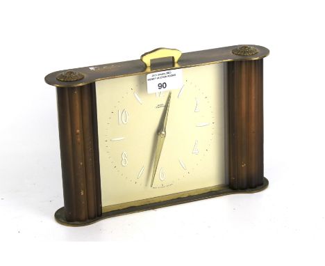 A British Smiths Tempora mantel clock. The coloured dial with alternate Arabic numerals and baton markers, flanked with colum