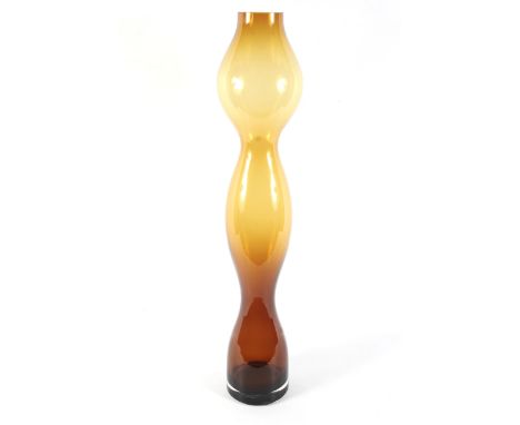 A 1960s/1970s large amber tinted bubble-shaped glass vase or lamp base. With three bulbous sections, 90.5cm high