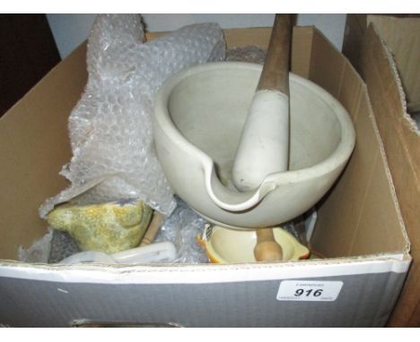 Collection of various ceramic pestles and mortars