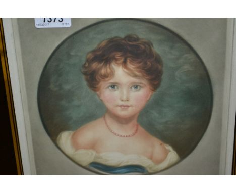 Two framed mezzotint portrait pictures of girls, mounted in verre églomisé frames