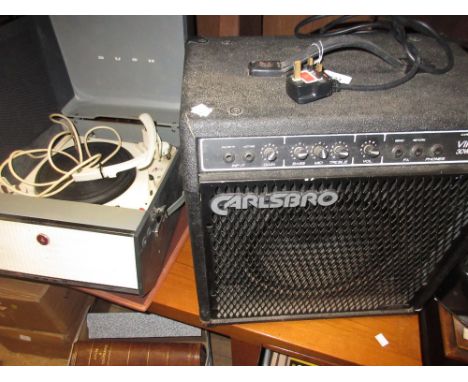 Carlsbro Viper 30 watt base amplifier, together with a Garrard model 210 record player