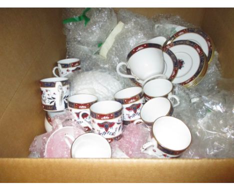 Wedgwood Clementine pattern tea service for two, a quantity of Coalport Indian Tree pattern soup bowls and a quantity of Roya