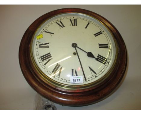 Early 20th Century circular mahogany single train wall clock
