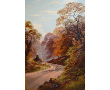 R. Ross, pair of late 19th or early 20th Century oil paintings on canvas, rural scenes, gilt framed