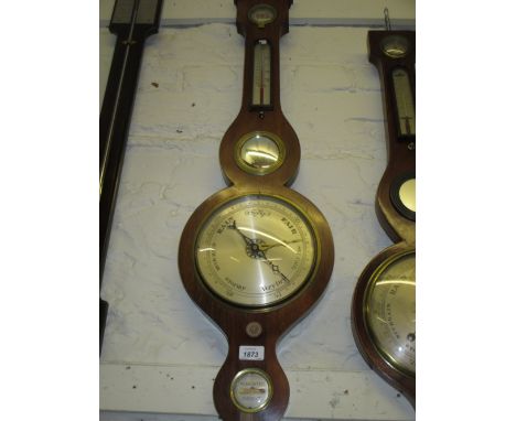 19th Century rosewood five glass wheel barometer