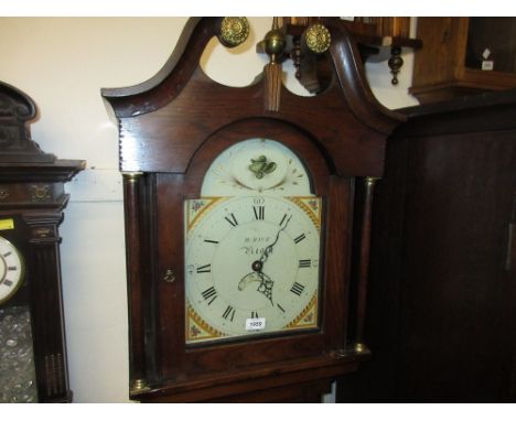 George III oak longcase clock with painted dial and thirty hour movement