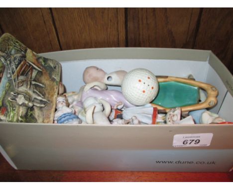 German porcelain wall plaque in the form of a reclining girl on a lily leaf, pair of porcelain wall brackets, pair of bisque 