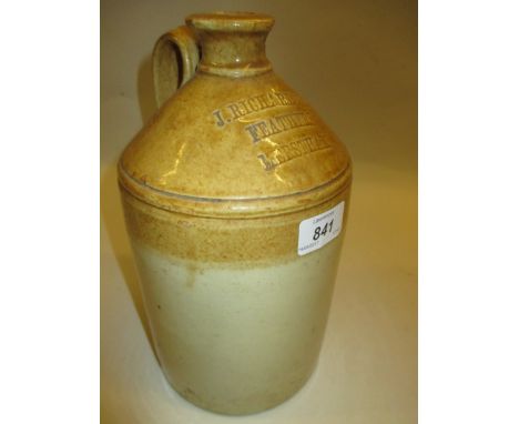 19th Century Doulton Lambeth stoneware flask inscribed J. Richardson, Feathers, Merstham