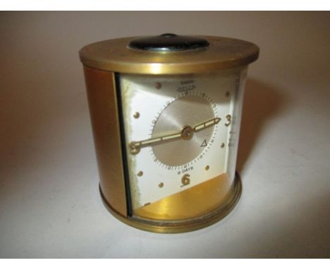 Jaeger, small 20th Century gilt brass alarm clock (movement a/f)
