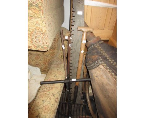 Quantity of various antique agricultural farm tools