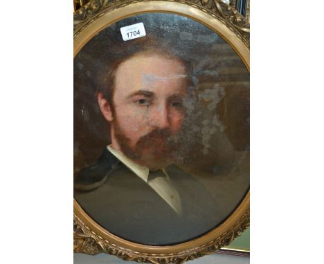 Oval gilt framed oil on canvas, head and shoulder portrait of a gentleman