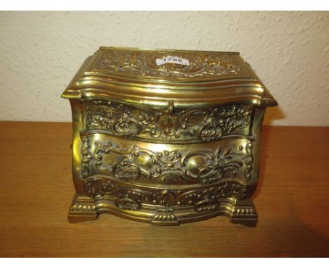 Cast gilt brass jewellery box in the form of a rococo commode chest