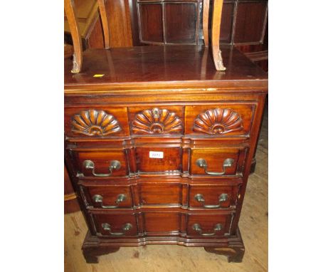 Reproduction American style dwarf chest of four drawers on moulded bracket feet