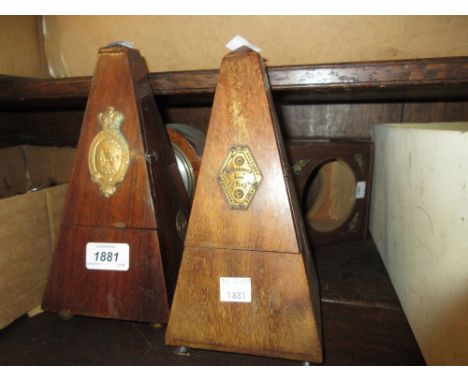 Two metronomes and three various mantel clocks