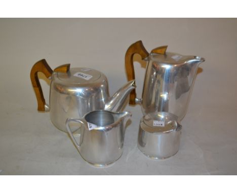 Picquot ware four piece aluminium tea service