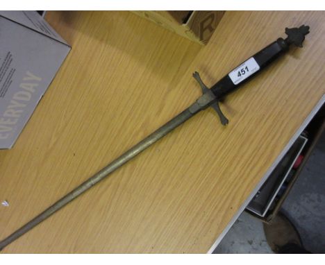 Antique steel court sword with a wooden grip and metal scabbard