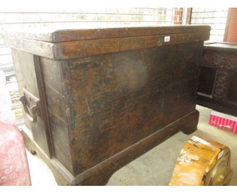 Large 19th Century pine carpenter's tool chest containing an extensive collection of various tools
