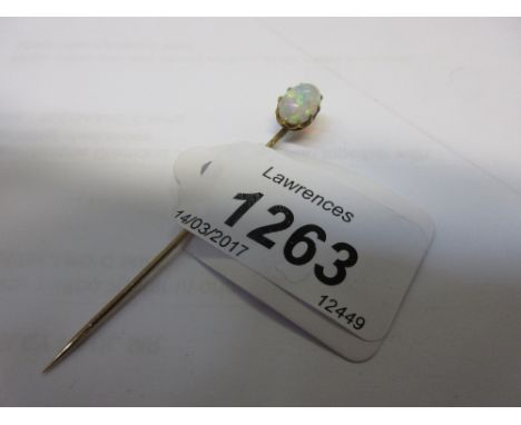 Victorian yellow metal and opal stick pin