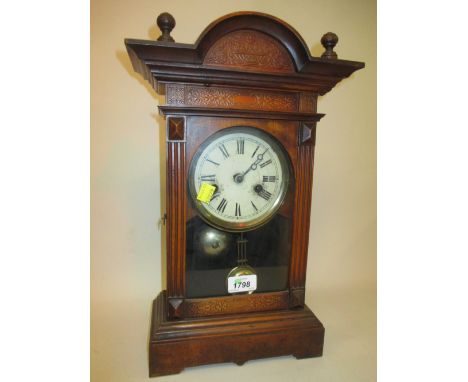 19th Century Continental walnut two train mantel clock