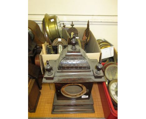 Box containing a quantity of various clock and barometer cases etc