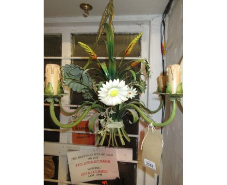 Christopher Wray, metal painted floral and wheat design five branch chandelier