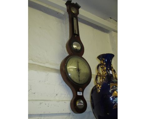 George III mahogany and line inlaid five glass wheel barometer