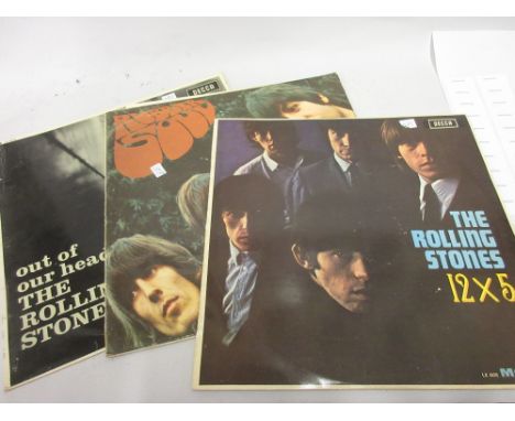 Quantity of long playing vinyl records including Rolling Stones and Beatles, together with a quantity of singles