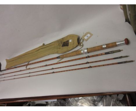 Hardy ' The Wye ' split cane rod in three parts with two interchangeable tip sections and original bag with reel spanner
