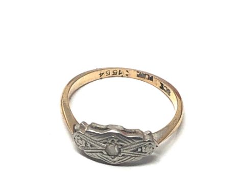 9ct gold &amp; plat rose diamond ring weight 2g