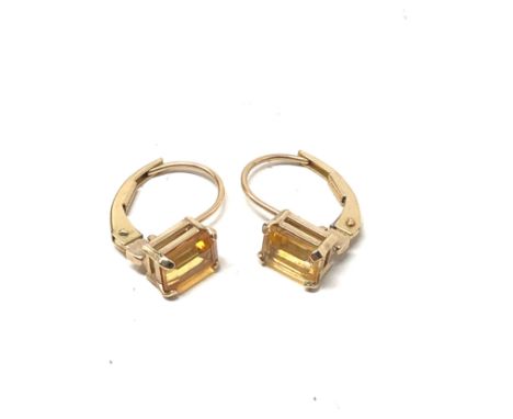 9ct gold vintage citrine drop earrings (1.2g)