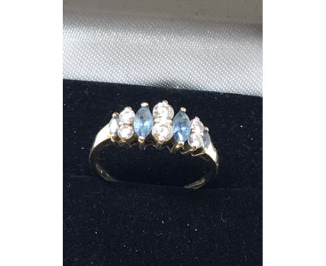 9ct gold clear gemstone &amp; synthetic spinel fronted ring (2.7g)
