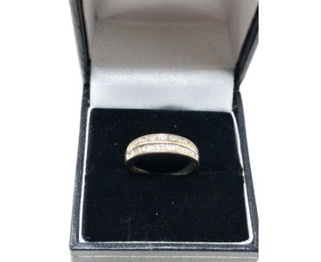 9ct gold diamond double row eternity ring (2g)