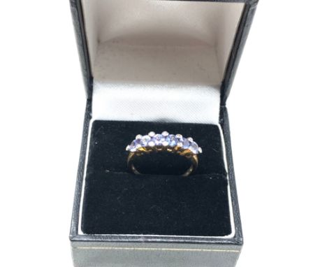 9ct gold tanzanite &amp; diamond cluster dress ring (2.3g)