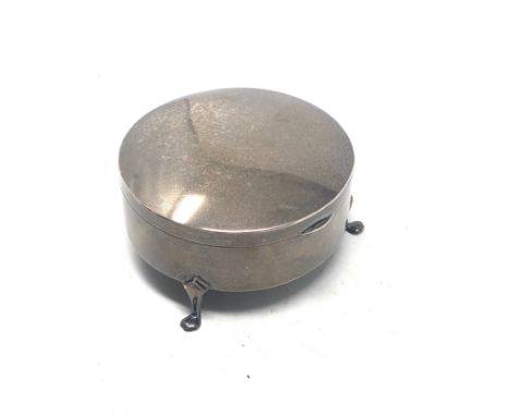 Antique silver ring box fitted interior chester silver hallmarks  measures approx 7.3cm dia