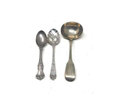 3 georgian silver spoons includes ladle spoon weight 124g