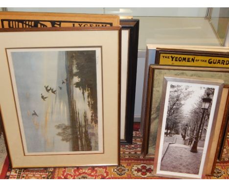 After Peter Scott, Mallards at Dawn, lithograph, 39 x 57cm, together with a quantity of prints and photographs, (qty)