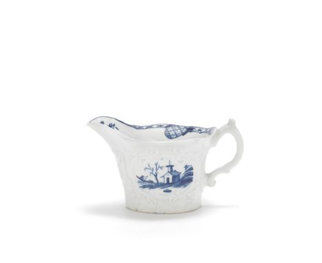 A Worcester creamboat, circa 1758-60Oval with moulded floral and foliate panels, the double scroll handle with an upper thumb