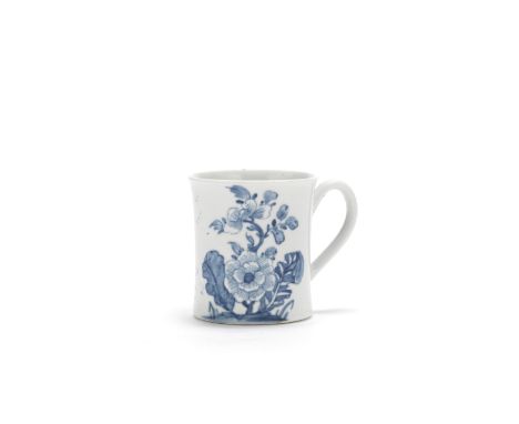 A Worcester coffee can, circa 1755-58Of attractive small size, the waisted cylindrical form with a grooved loop handle, paint