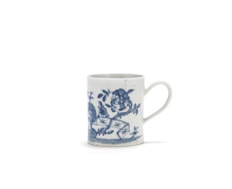 A Worcester coffee can, circa 1756-58Of attractive small size with a slightly spreading foot and a grooved loop handle, paint