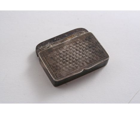 A MID 19TH CENTURY CHINESE TINDERBOX with engine-turning & a steel striker along the back edge, gilt interior, maker's mark o